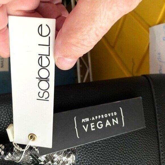 Isabella Womens Leather Double Handled Black Satchel Handbag 12" x 9" x 6"*** - Picture 4 of 10